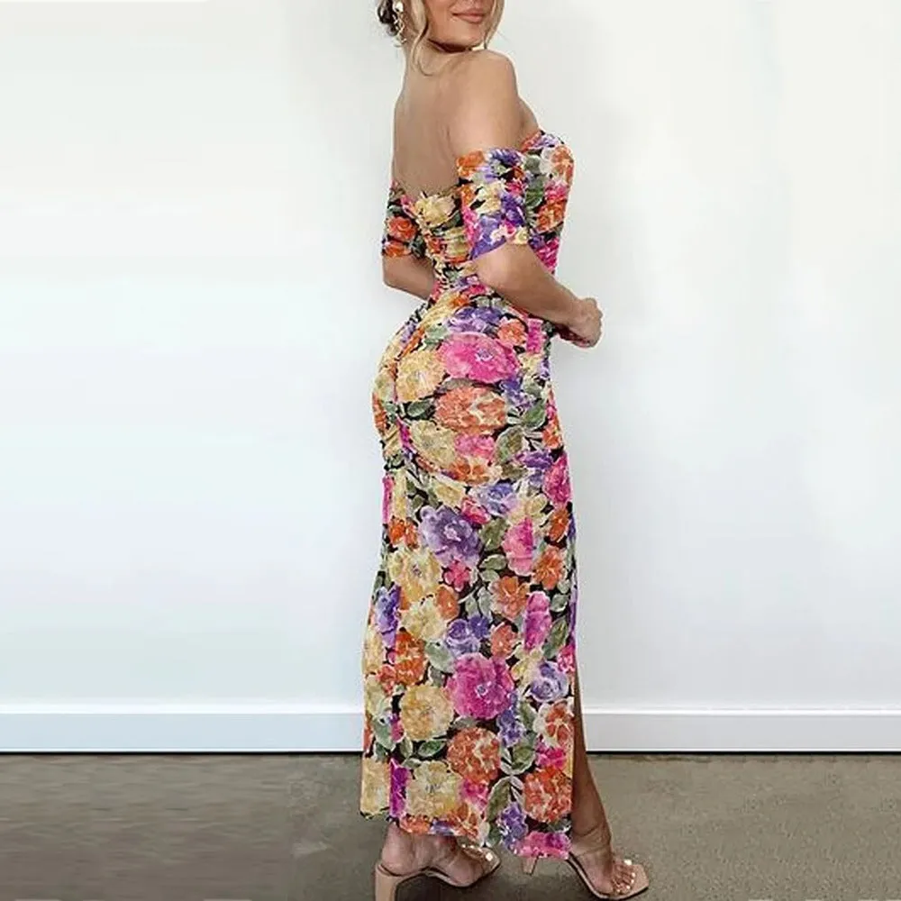Elegantes Sommer Blumen Kleid mit Hängendem Hals